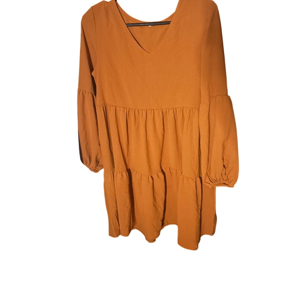 Chic Orange Tiered Tunic Dress